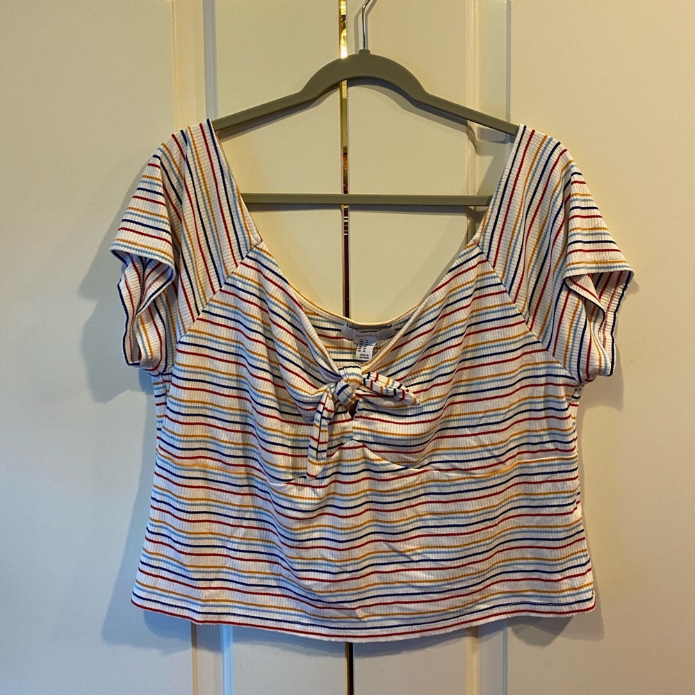 Forever 21 striped, front tie  crop top